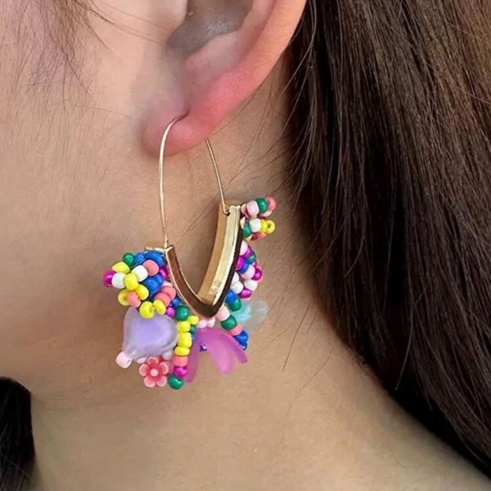 💐 Colorful Hoop Earrings 💐 - Picture 2 of 5